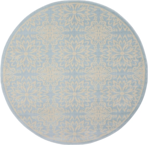 5'3"  Ivory/Light Blue Round Rug