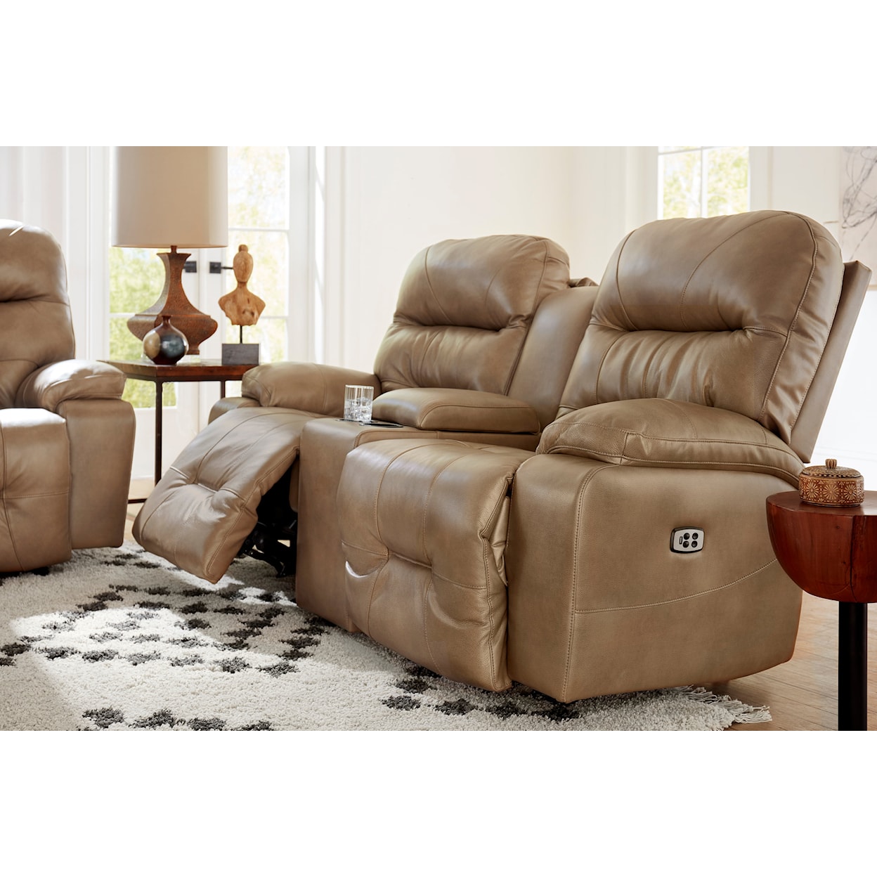 Best Home Furnishings Ryson Space Saver Reclining Console Loveseat