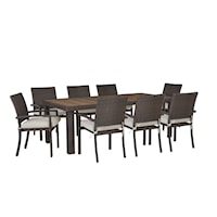 Transitional Outdoor Wicker 9-Piece Dining Set