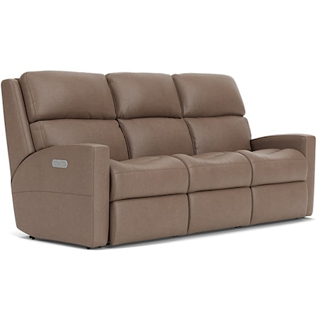 Contemporary Casual Power Reclining Sofa with Power Headrests