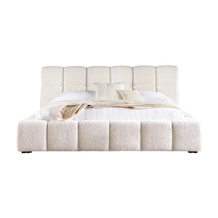 Contemporary King Tufted Upholstered Panel Bed