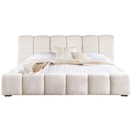 Contemporary King Tufted Upholstered Panel Bed