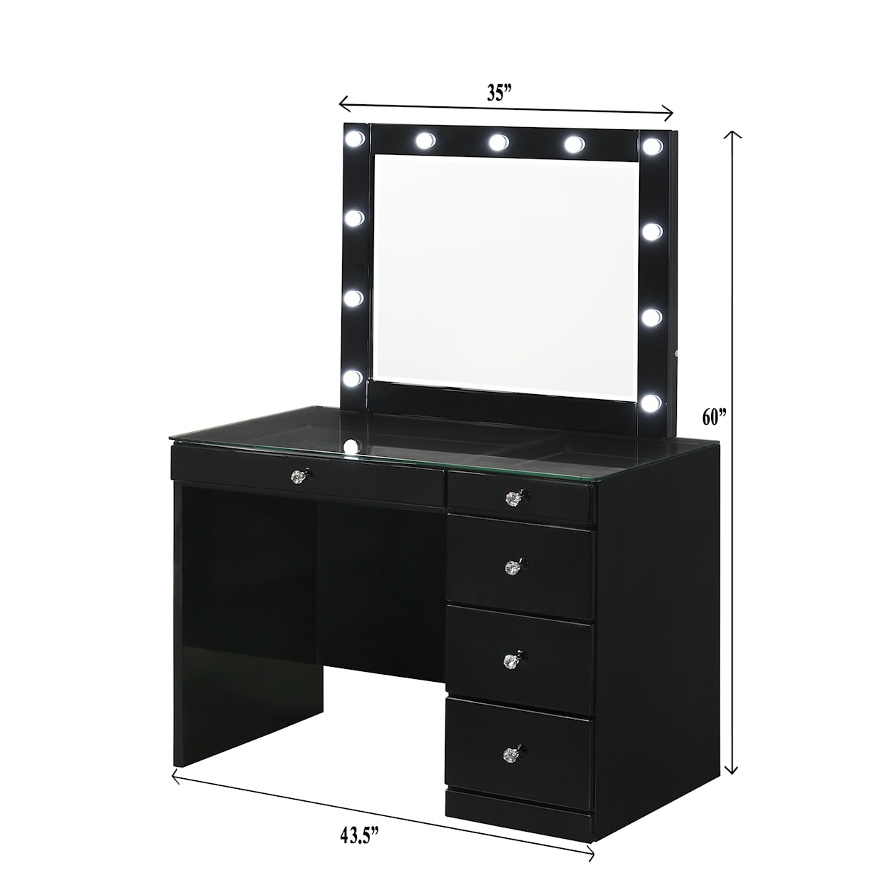 CM Morgan Vanity Desk and Stool Set - Black