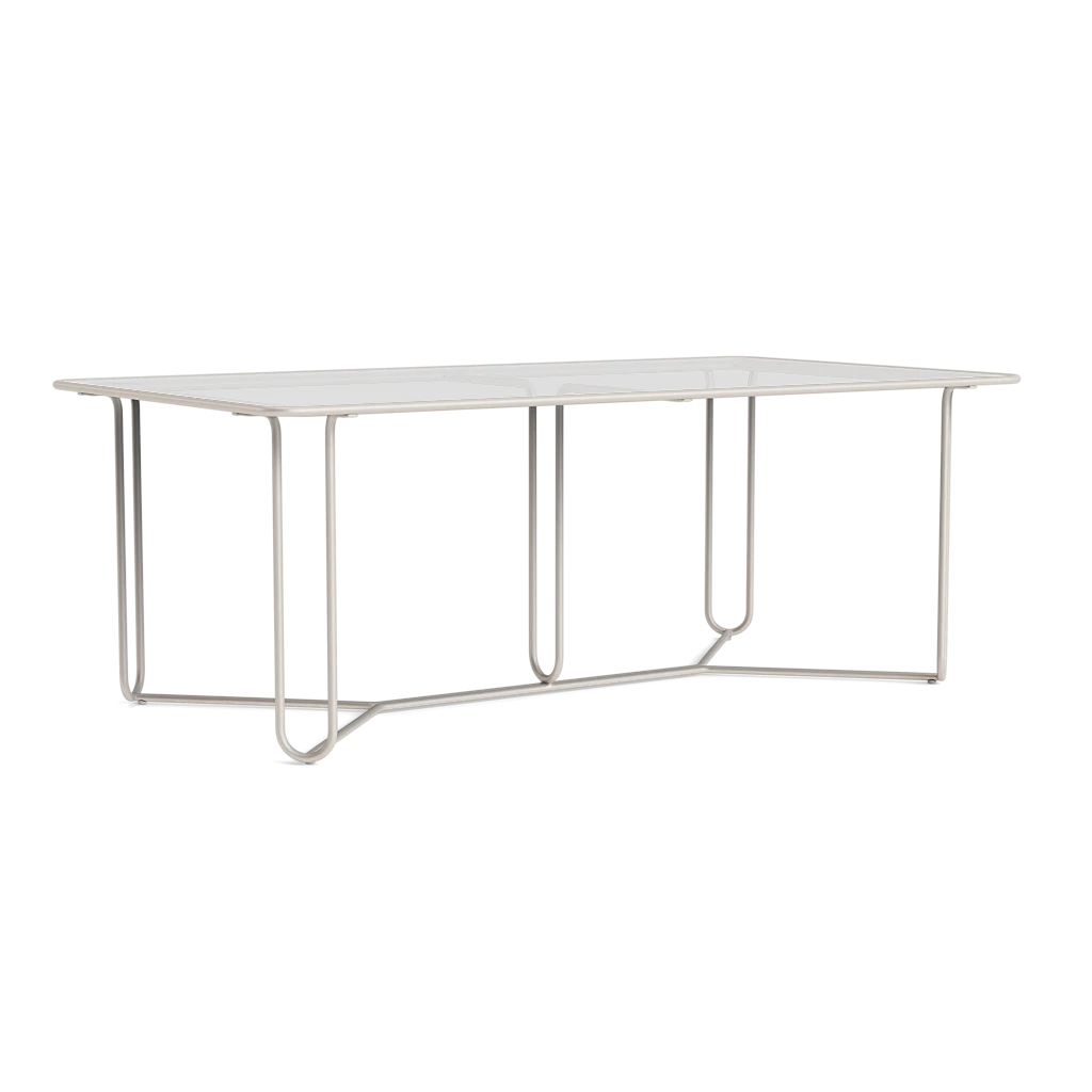 77" Rect. Aluminum Dining Table w/Glass Top