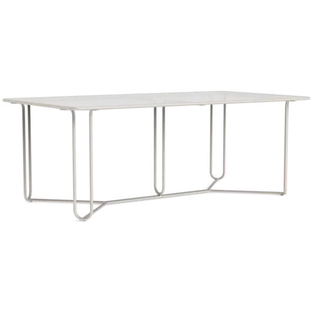 77" Rect. Aluminum Dining Table w/Glass Top
