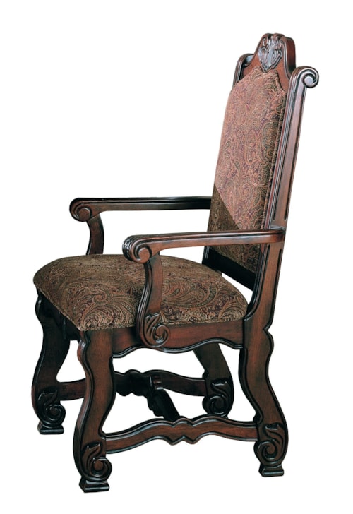 Dining Arm Chair with Traditional Upholstered Seat