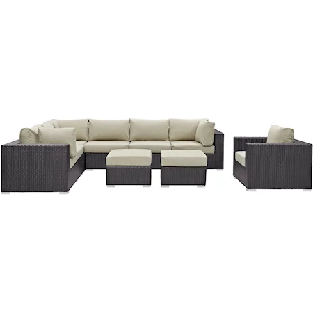 Outdoor 9 Piece Sectional Set