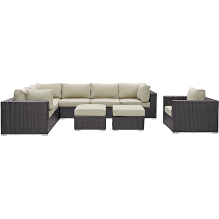 Outdoor 9 Piece Sectional Set