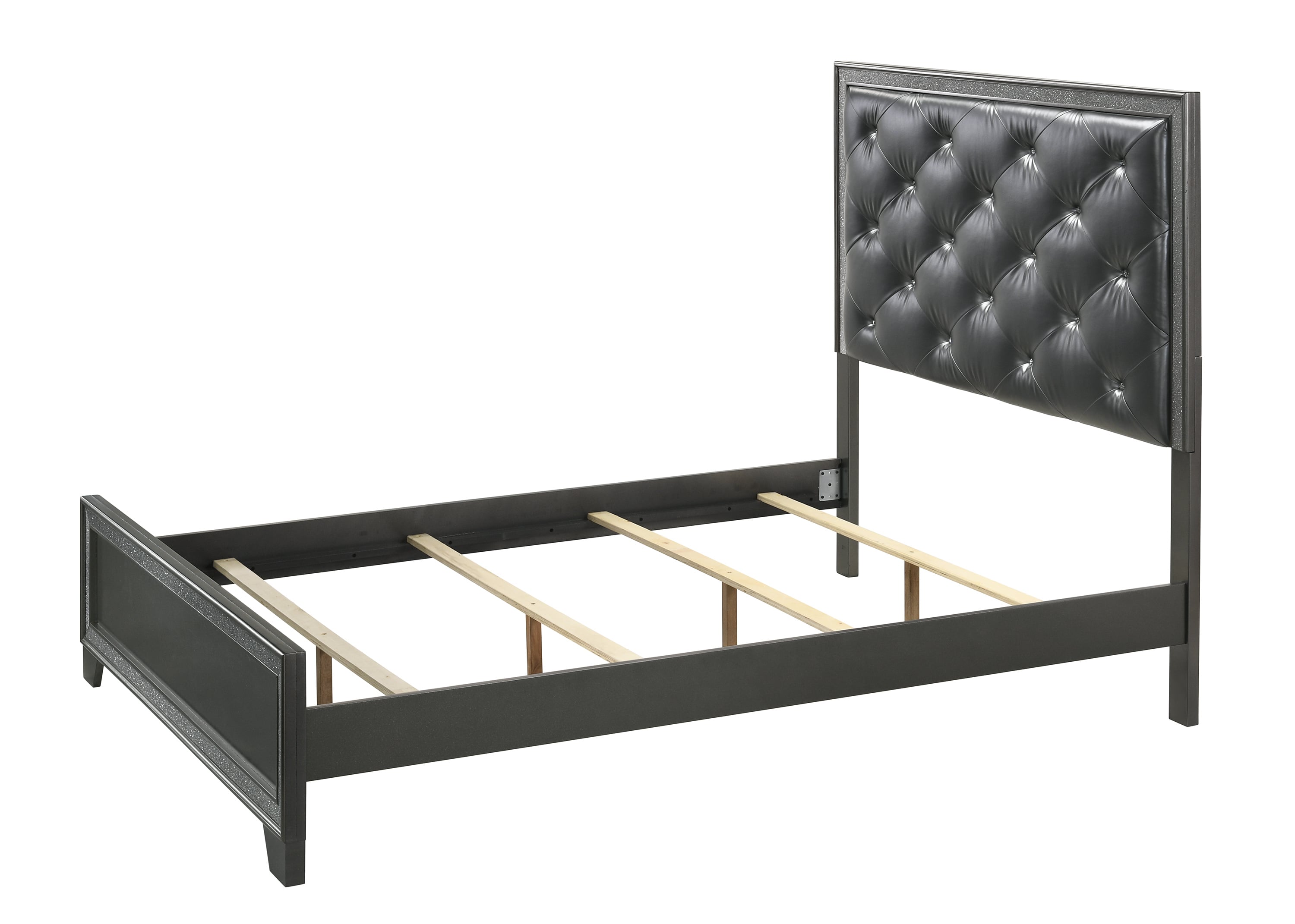 Queen Panel Bed with Upholstered Headboard