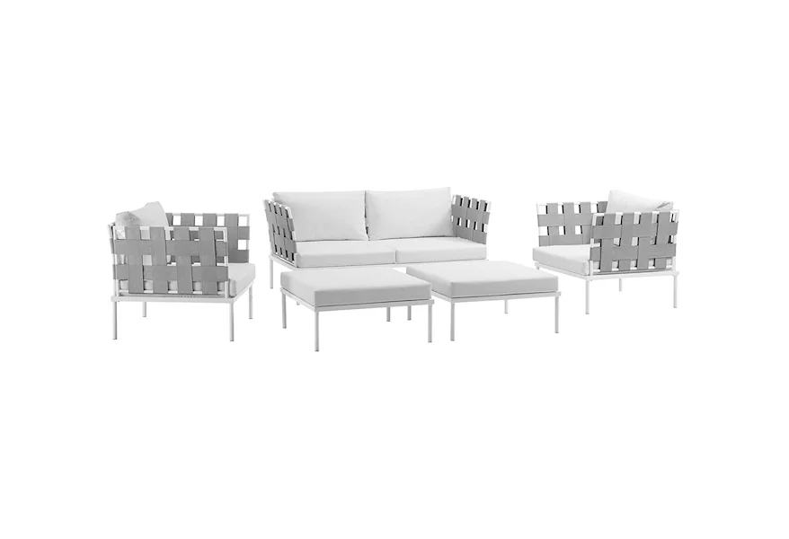 Harmony Outdoor 5 Piece Sectional Sofa Set by Modway at Value City Furniture