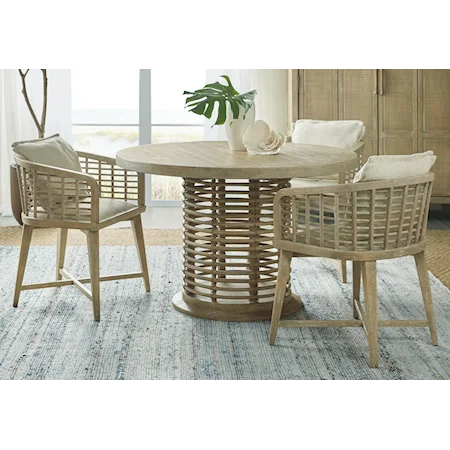 Coastal 4-Piece Table and Chair Set with Upholstered Seats