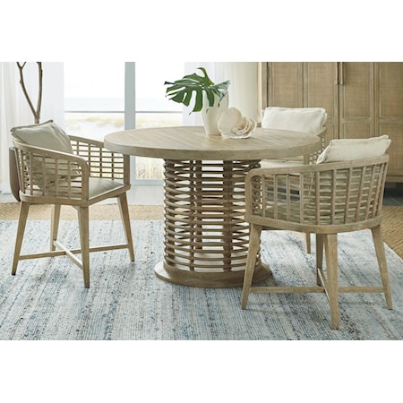 Coastal 4-Piece Table and Chair Set with Upholstered Seats