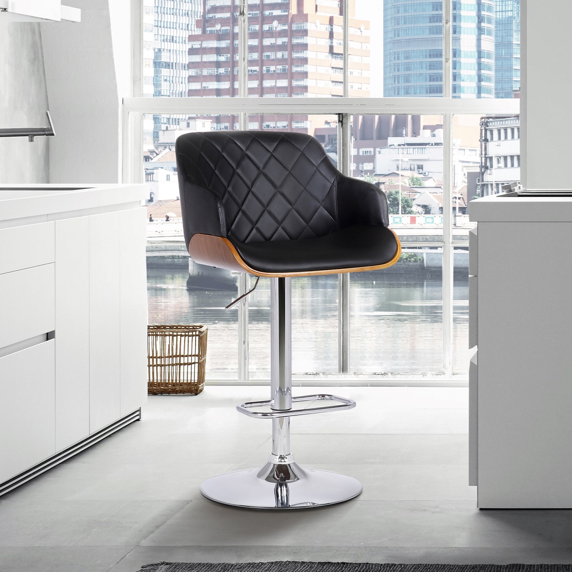 Armen Living Toby Upholstered Adjustable Bar Stool
