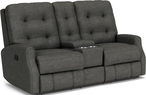 Button Tufted Manual Reclining Loveseat with Console