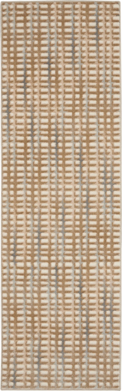 2'3" x 7'3" Beige/Blue Runner Rug