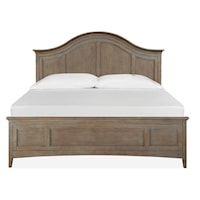 Transitional California King Panel Bed with Arched Headboard