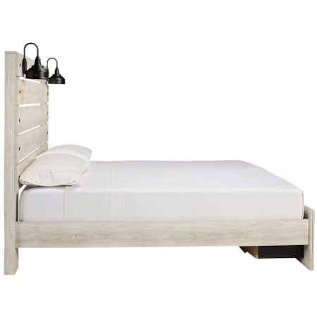 King Bed w/ Lights &amp; Footboard Drawers