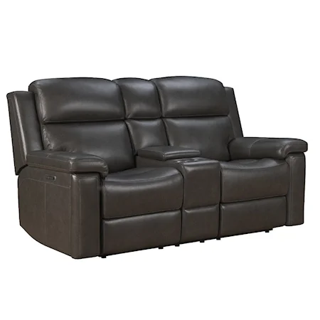 Casual Power Reclining Loveseat with Storage Console