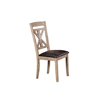 Rustic X-Back Side Chair with Upholstered Seat