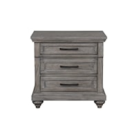 Rustic 3-Drawer Nightstand with Felt-Lined Top Drawer