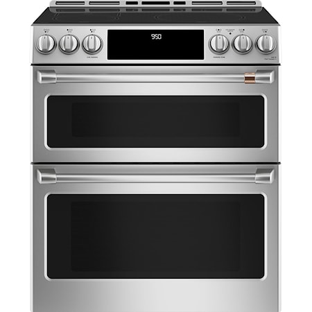 Café™ 30" Slide-In Front Control Induction and Convection Double Oven Range Stainless Steel