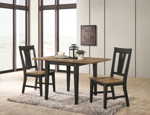 Transitional 3-Piece Dining Set with Splat Back Side Chairs