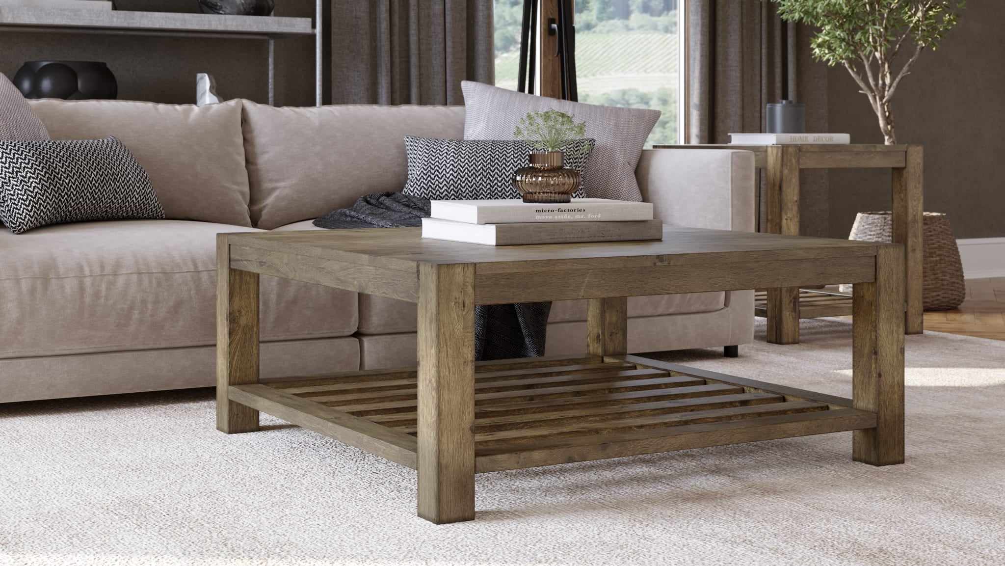 Solid Wood Rectangular End Table