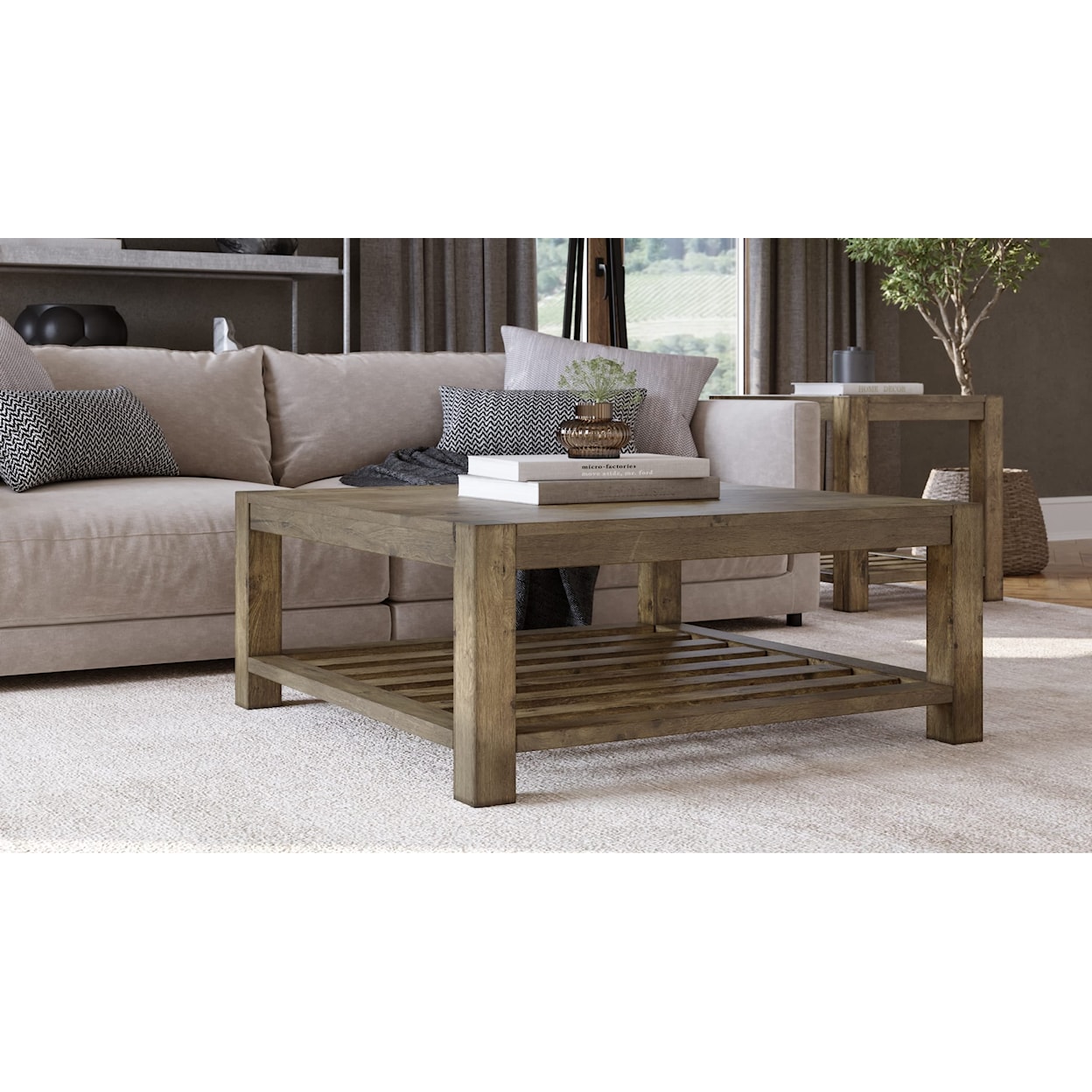 Modus International Canyon Washed Grey Solid Wood Rectangular End Table