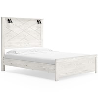 Queen Panel Bed with Sconce Lights
