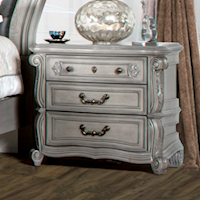 Traditional 3-Drawer Nightstand with Marble Top