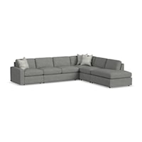 Contemporary Sectional Sofa with Track Arms