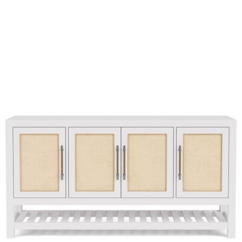 Coastal 4-Door Server with 2 Adjustable Shelves and Slatted Bottom Shelf