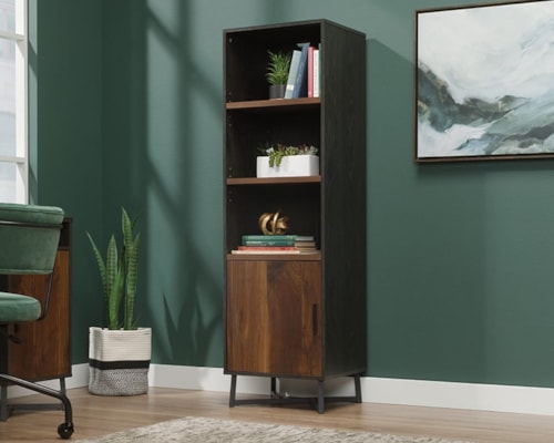 Industrial 3-Shelf Bookcase with Door