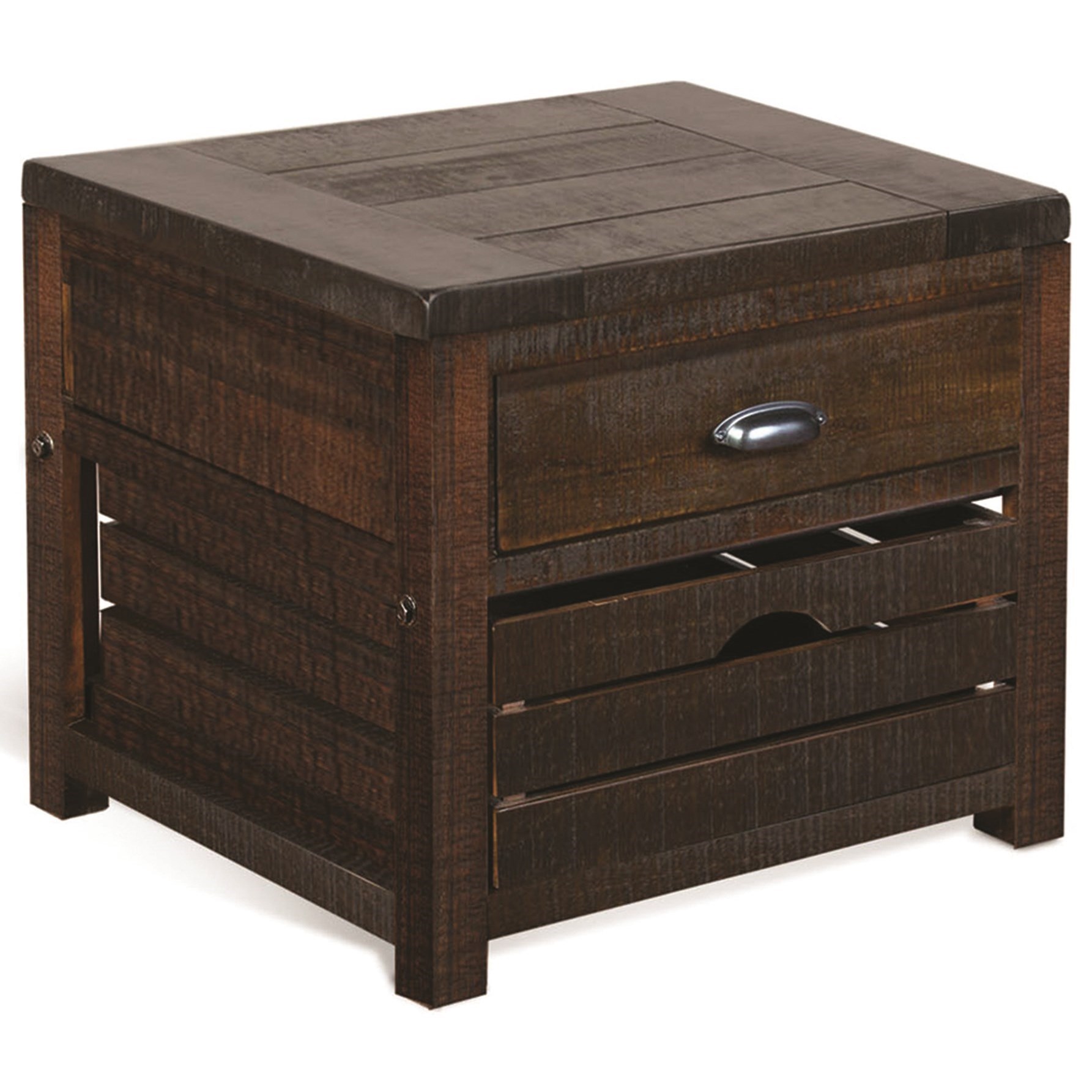 Sunny Designs Homestead 3266TL-E End Table with Wood Bin | Wayside ...