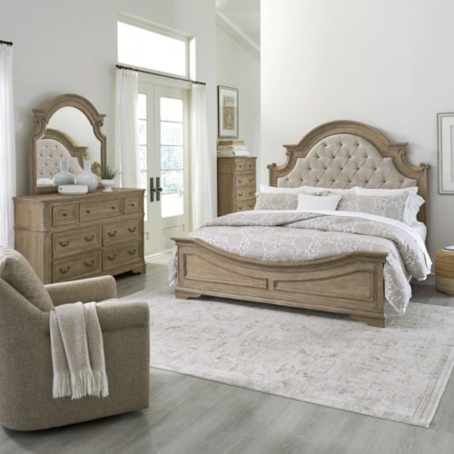 Traditional 4-Piece Upholstered California King Bed Set