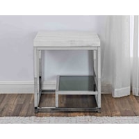 Contemporary White Marble Top End Table