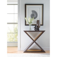Modern X-Shaped Console Table with Antique Brass Accents