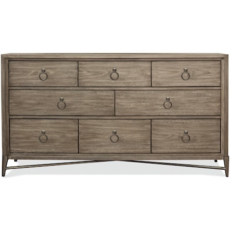 Contemporary 8-Drawer Dresser with Ring Pull Hardware