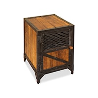 Transitional Accent Table with Iron Accents and Metal Grate Door