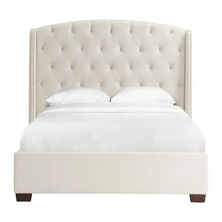 Transitional Upholstered Queen Bed with Tufting