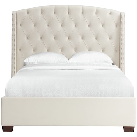 Transitional Upholstered King Bed with Tufting