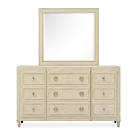 Contemporary 9-Drawer Dresser & Mirror Set