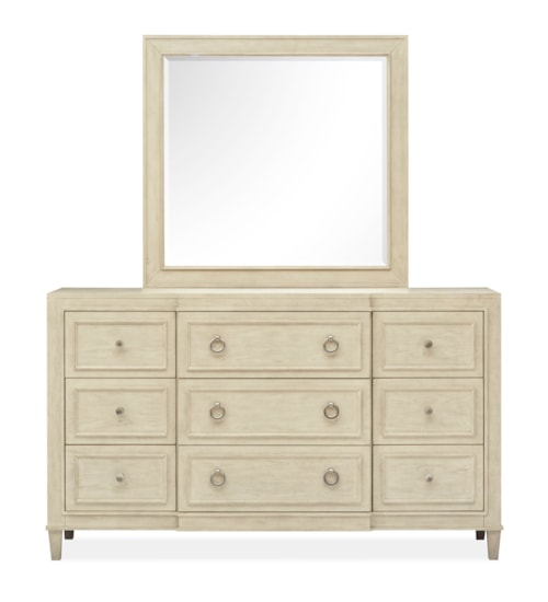 Contemporary 9-Drawer Dresser & Mirror Set