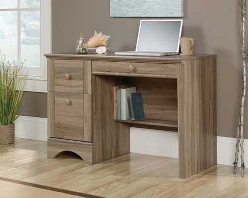 Cottage Single Pedestal Computer Desk with Drop-Front Keyboard/Mousepad