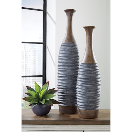 Blayze Antique Gray/Brown Vase Set