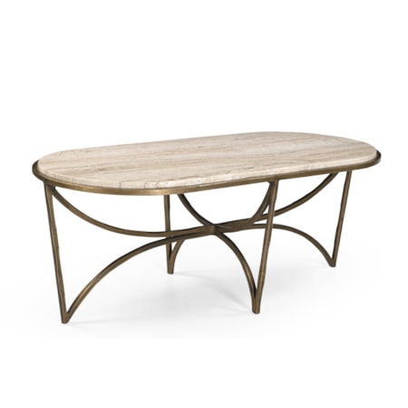 Oval Coffee Table with Marble Top