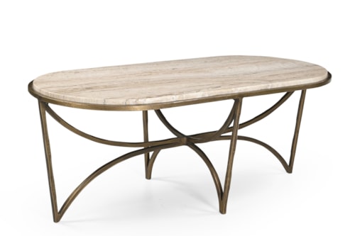 Contemporary Oval Coffee Table with Marble Top