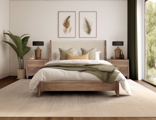 Contemporary 3-Piece Queen Bedroom Set with Upholstered Headboard