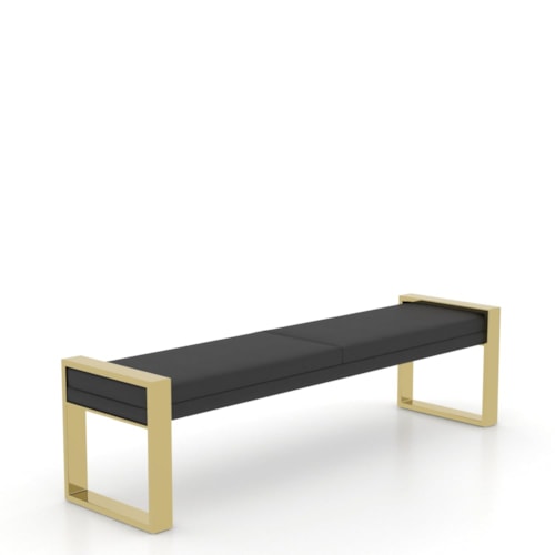 Contemporary Customizable Upholstered Bench with Gold Metal Legs