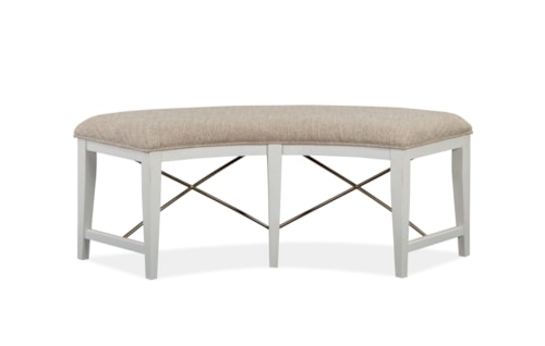 Traditional Curved Dining Bench with Upholstered Seat